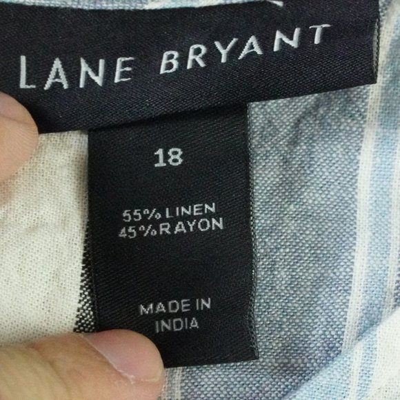 Lane Bryant Cropped Wide Leg Jumpsuit Womens Plus Size 18 Striped Linen Blend - Picture 4 of 14